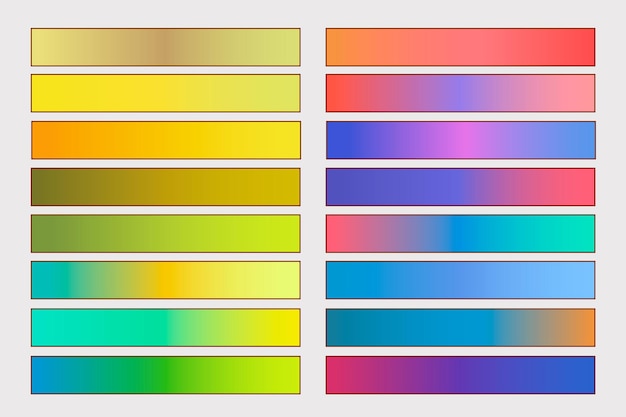 Collection of smooth modern gradients isolated on a white background rectangle shapes filled with