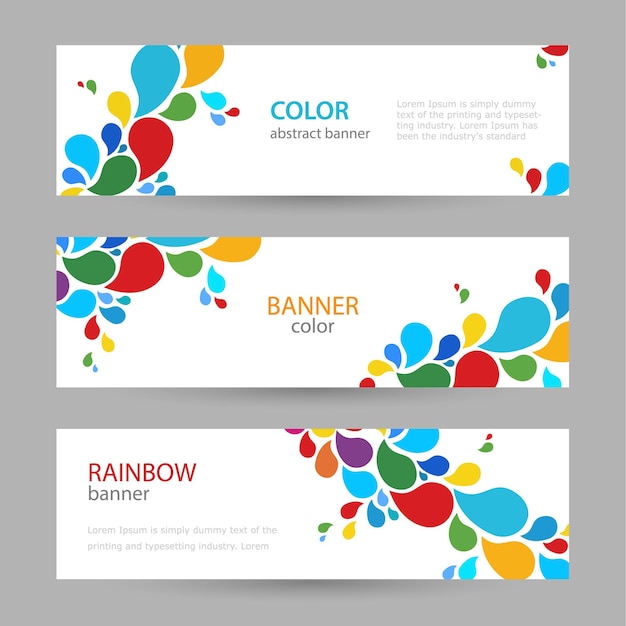 colored ink set horizontal banners with empty place for text abstract  vector backgrounds