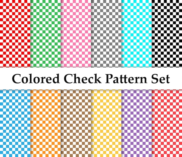 Colored Seamless Check Pattern Set