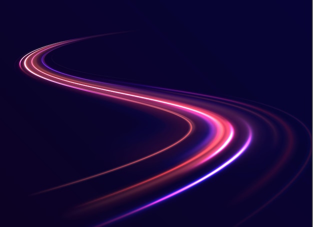 Colored shiny sparks of spiral wave Curved bright speed line swirls