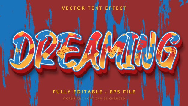 colorful abstract 3d grunge paint word dreaming editable text effect design
