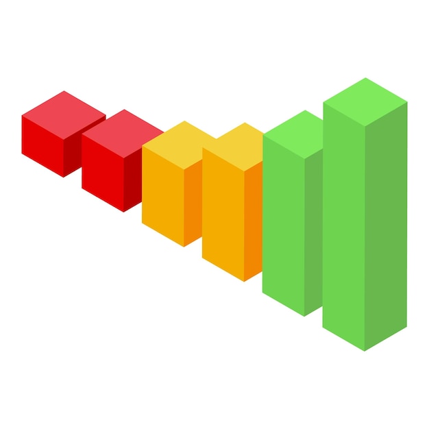 Colorful bar chart showing growing business success with isometric perspective