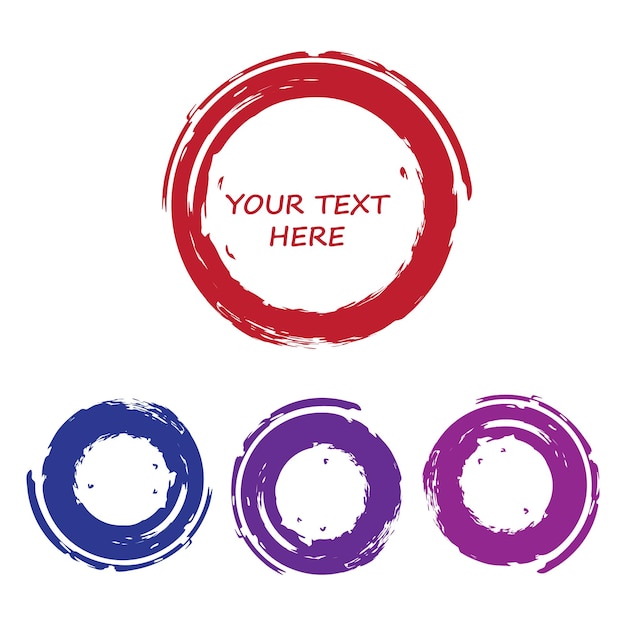 colorful grungy circular shape frame with grungy effect vector