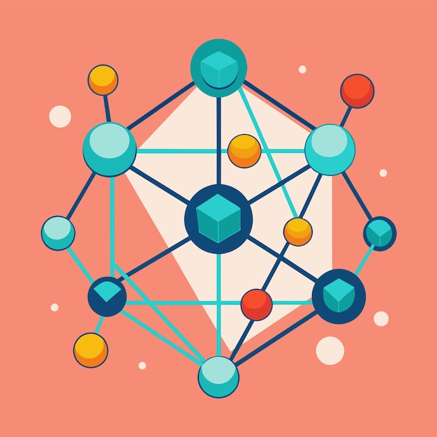 Colorful illustration showing a network of spheres interconnected in a dynamic pattern A minimalist depiction of a flamingo39s elegant neck and head