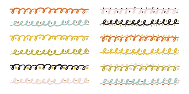 Colorful Line Wavy Border Set