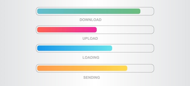 colorful loading bar set collection download and upload process