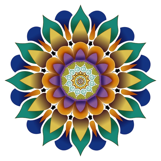 Colorful mandala pattern design on white background