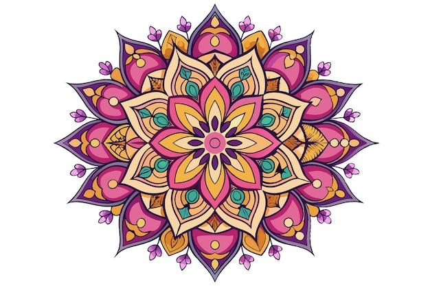 Colorful Ornate Mandala with Floral Elements