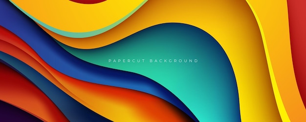 Colorful papercut layers background vibrant gradient color design vector