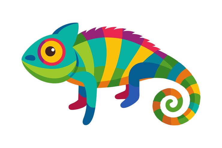 Colorful Vector Illustration of a Playful Chameleon