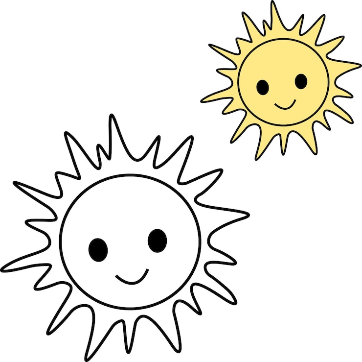 Vektor coloring book for kids cheerful sun