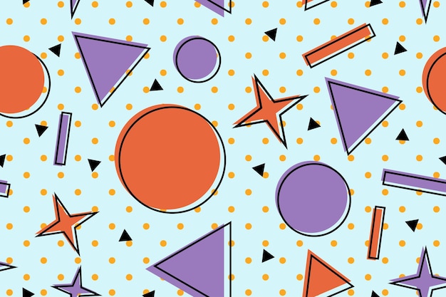colourful memphis style nostalgic background or retro 80s 90s seamless pattern wallpaper vector