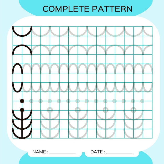 complete pattern. tracing lines activity for early years. preschool worksheet for practicing fine motor skills. tracing lines. improving skills tasks.
