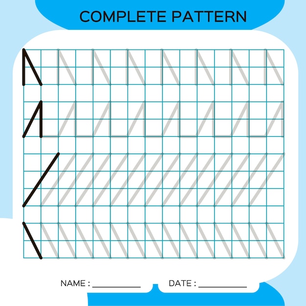 complete pattern. tracing lines activity for early years. preschool worksheet for practicing fine motor skills. tracing lines. improving skills tasks.