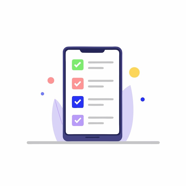 Completed sign for UI Checkmark checklist icon ui illustration application form with check marks