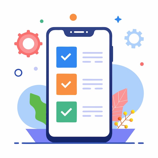 Completed sign for UI Checkmark checklist icon ui illustration application form with check marks
