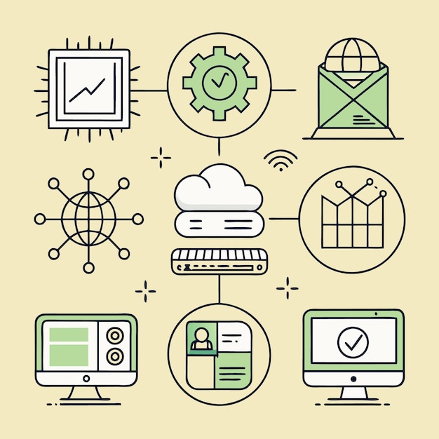 Comprehensive IT Solutions Icons Cloud Computing Data Analytics and Cybersecurity