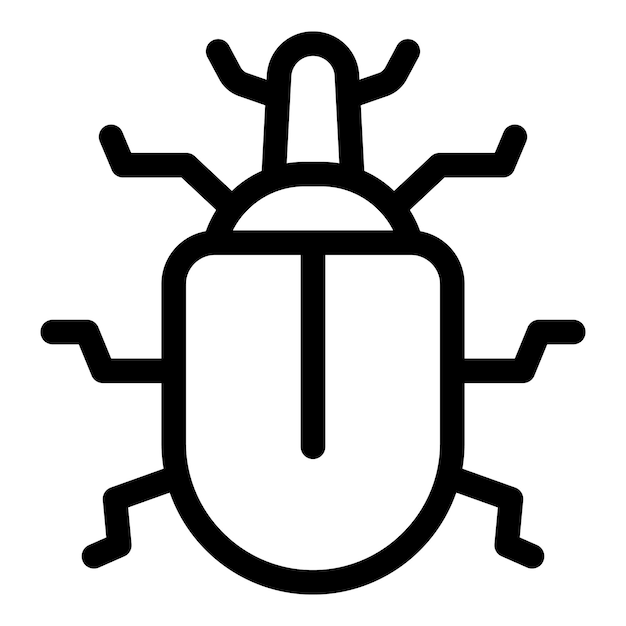computer bug is attacking computer mouse simple black line icon