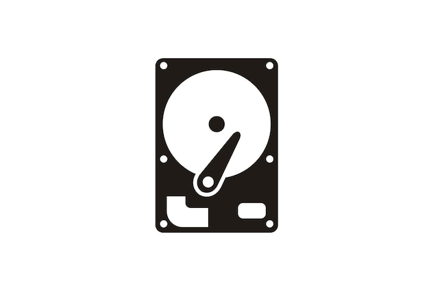 Computer hard drive Simple illustration in black and white