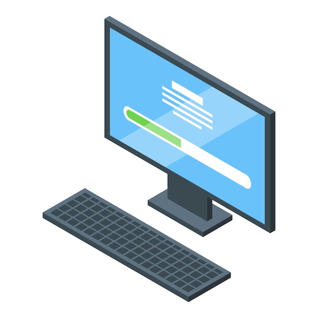 computer monitor displaying software update progress bar installing