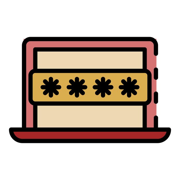 computer password icon outline computer password vector icon color flat isolated