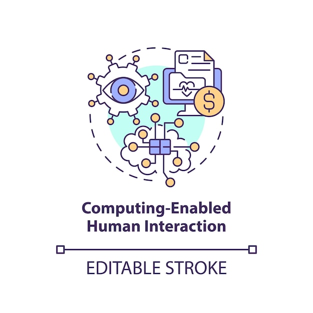Computing enabled human interaction concept icon
