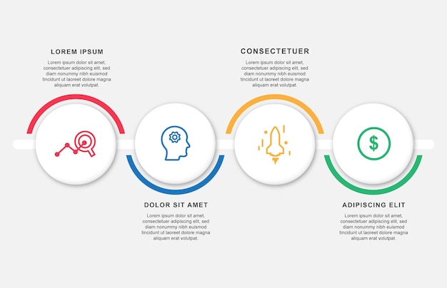 Concept of 4 steps to business growth or Infographic design template