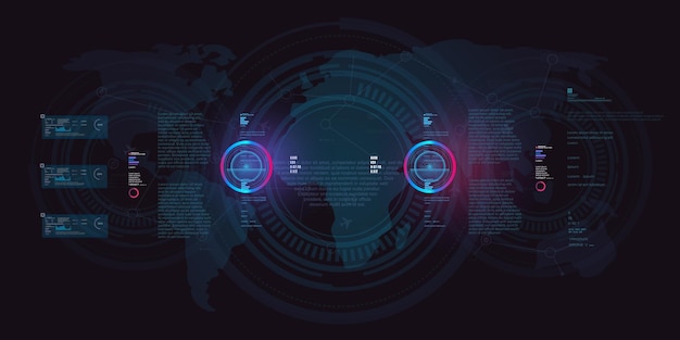 Conceptual innovational background with HUD GUI UI elements Science and technology advanced internet technologies concept background HUD user interface