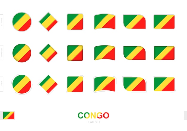 congo flag set, simple flags of congo with three different effects.