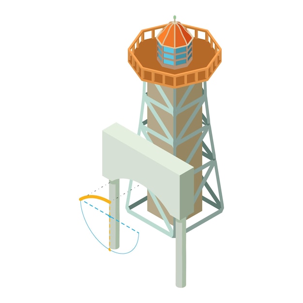 Construction project icon isometric vector Arch project and lighthouse building Designing building reconstruction
