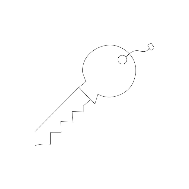 Continuous beautiful one line key drawing art design