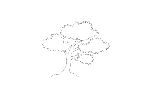 Continuous line drawing of a tree life concept isolated on a white background Free vector
