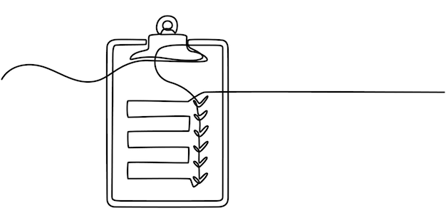 Continuous Line Drawing of Checklist Icon Hand Drawn Symbol Vector Illustration Continuous Line