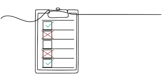 Continuous Line Drawing of Checklist Icon Hand Drawn Symbol Vector Illustration Continuous Line