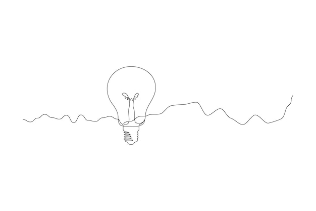 continuous line drawing of light bulb