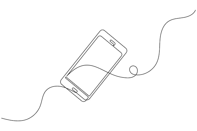 continuous line drawing of phone icon one line art and call icon isolated outline flat vector