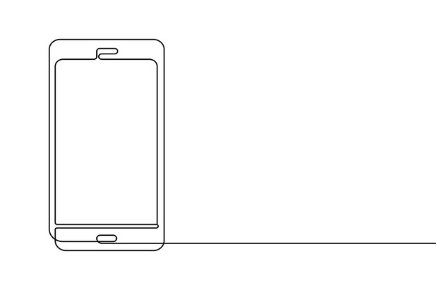 Continuous line drawing of phone icon one line art and call icon isolated outline flat vector