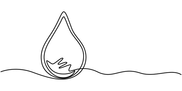 continuous line of waterone line drawing of water dropsimple water line vector illustration