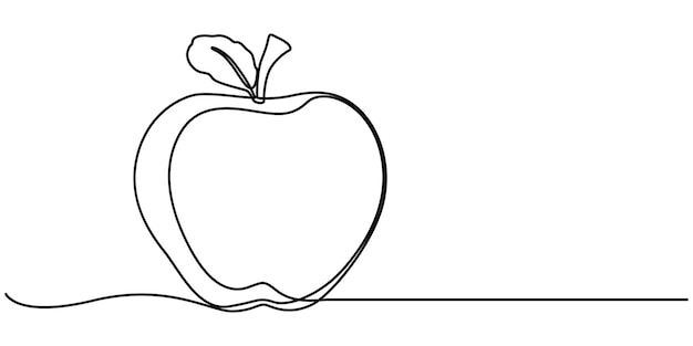continuous linear drawing of apple one line drawing apple apple in one line style vector