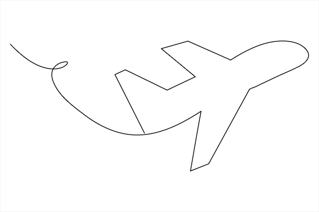 Continuous one line Airplane icon outline vector art illustration
