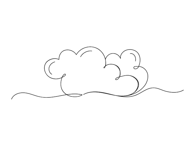continuous one line art cloud sky isolated vector illustration