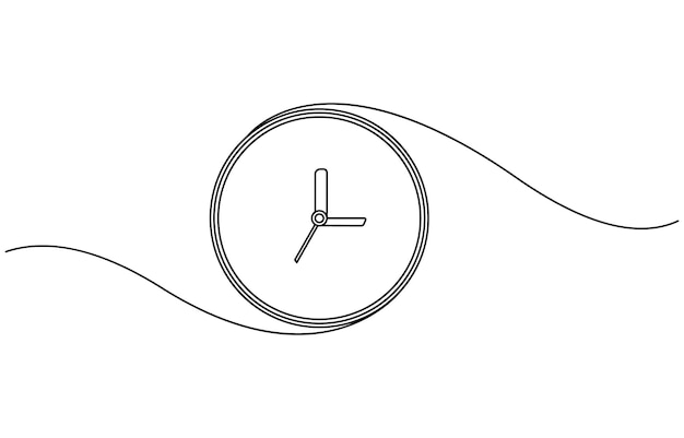Continuous one line drawing clock icon Alarm clock continuous one line