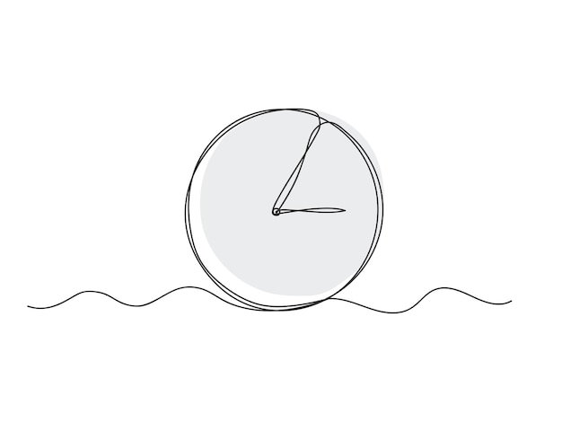 Continuous one line drawing clock timer isolated vector illustration
