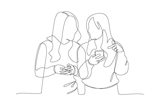 Continuous one line drawing Concept of Neighbors sharing things and helping each other Doodle vector illustration