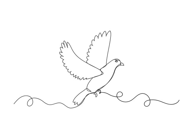 continuous one line drawing dove art decoration