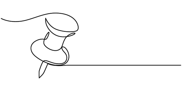 continuous one line drawing of a paper pin drawing pin vector illustration continuous line draw