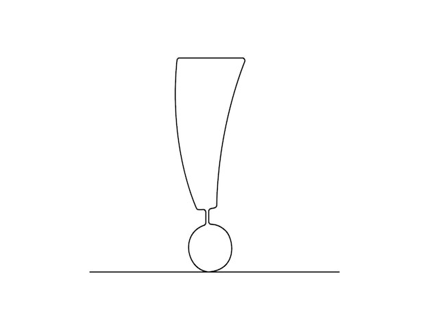 continuous one line drawing of exclamation mark vector illustration