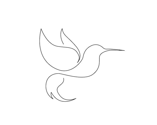 Continuous one line drawing of flying hummingbird or Colibri