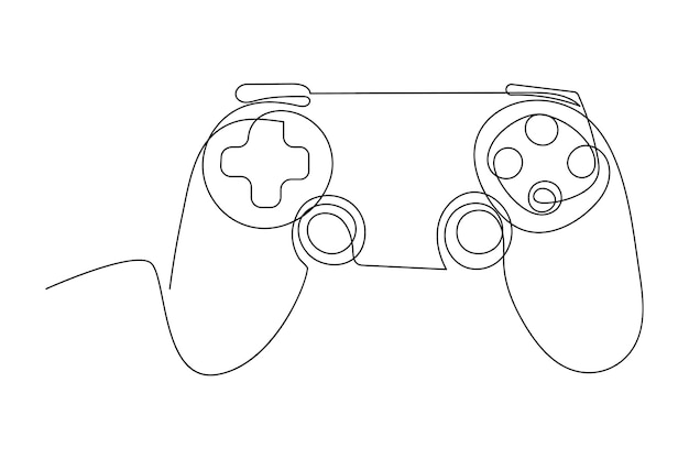 continuous one line drawing of game stick joystick gaming controller outline vector illustration