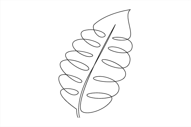Continuous one line drawing of Leaf outline vector art illustration isolated on white background